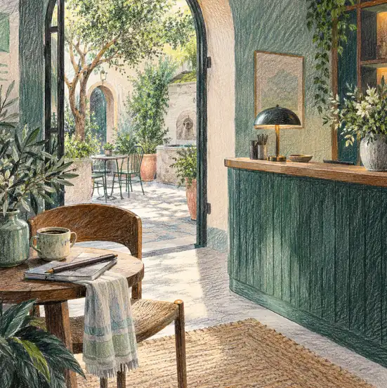 Illustration of hospitality businesses equipment and workspace